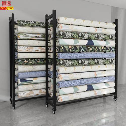 移动纺织面料展示架布匹挂布卷陈列架货架桌布料展架落地中岛架子