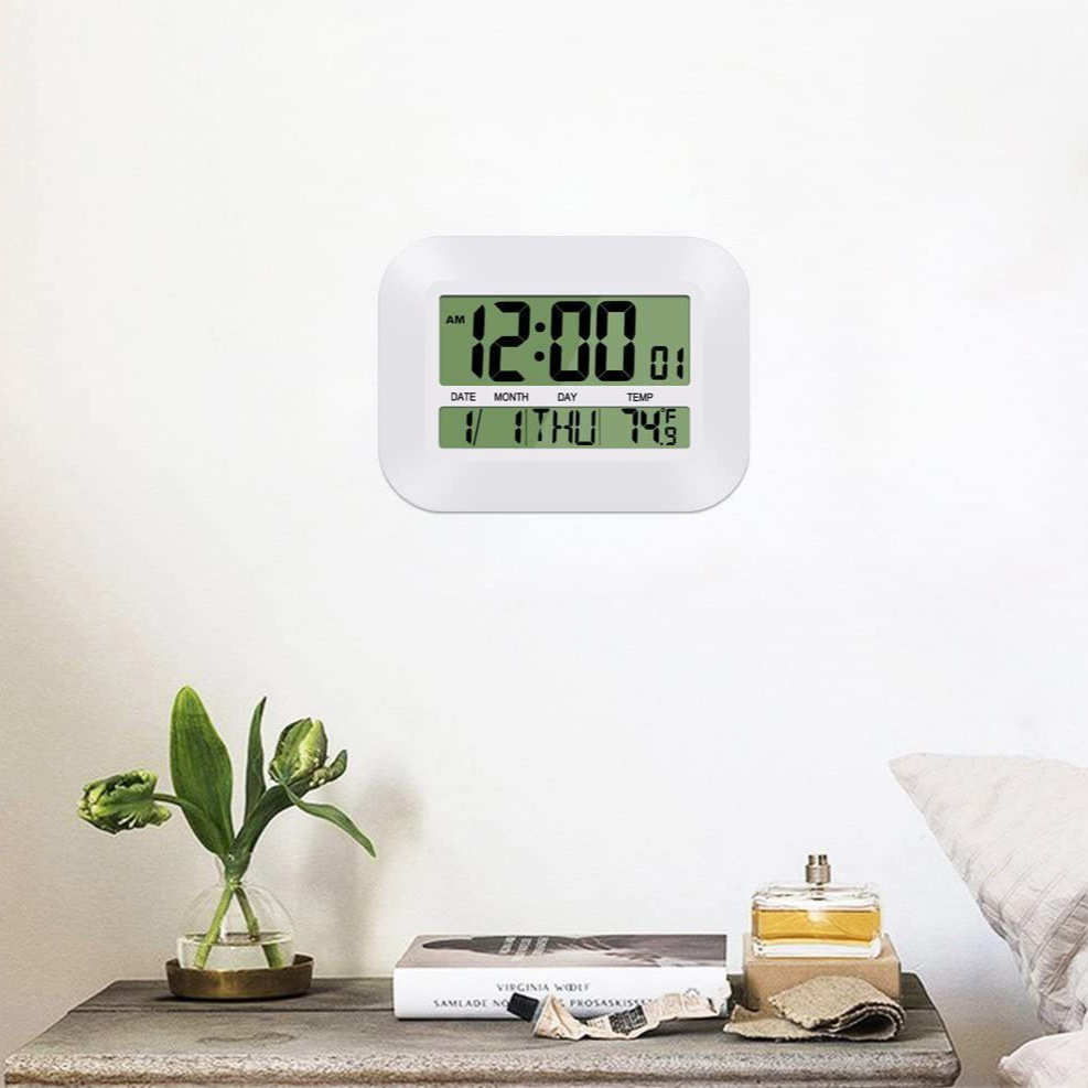 家用创意壁挂式闹钟台式电子钟大屏幕显示带实时室内温度计