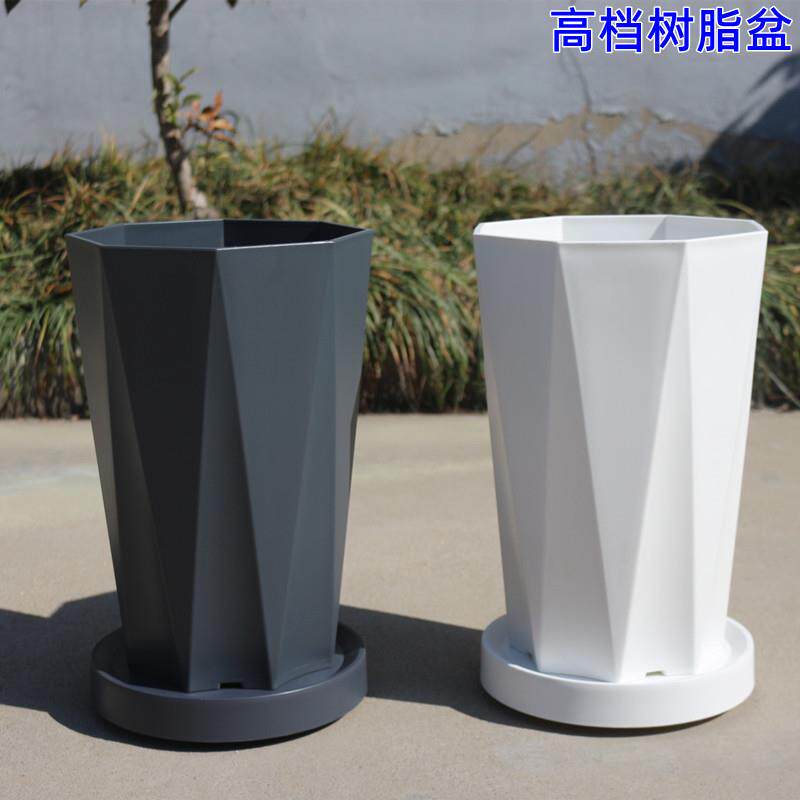 新款加厚高档树脂大花盆厂家直销塑料仿陶瓷公司商场大口径特大号