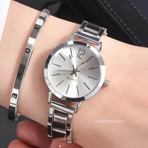 LadiesSimple Digital Alloy with Quartz Watch Bracelet 2pcs S