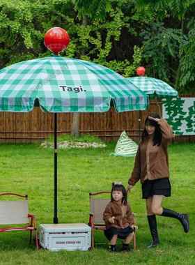 TIICgi.绿色子色室内装饰美陈大a号太阳格伞带红不锈钢球