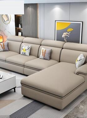 艺沙发布现CHP客厅小户型简约新款棉代麻免洗科技布猫爪皮全实木