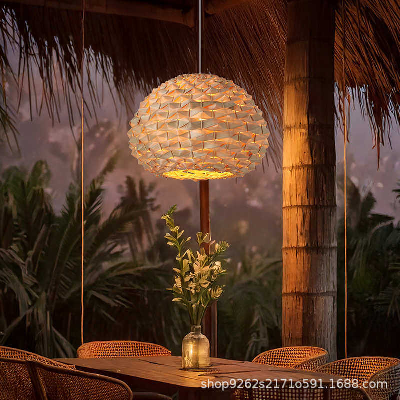 创意灯罩竹艺饭店餐厅设计师个性民宿茶馆东南亚风菠萝钉竹编吊灯,家装灯饰光源,客厅吊灯,淘宝优惠券,粉丝福利购,淘宝优惠卷