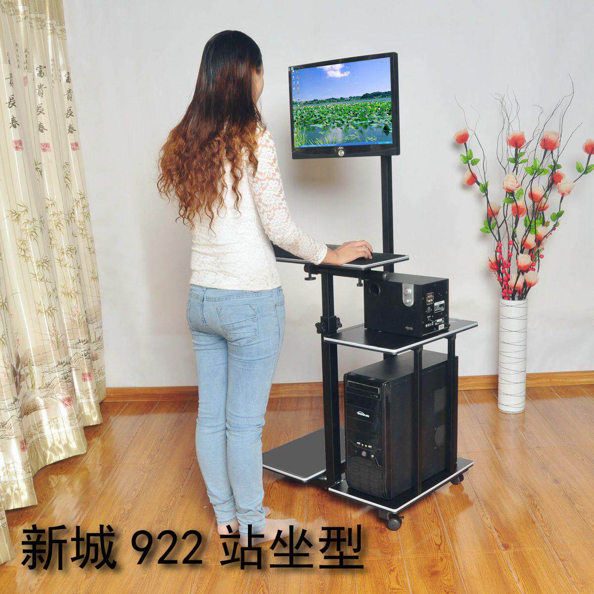 家用台式电脑桌 笔电桌 站立办公 升降 工厂移动电脑架