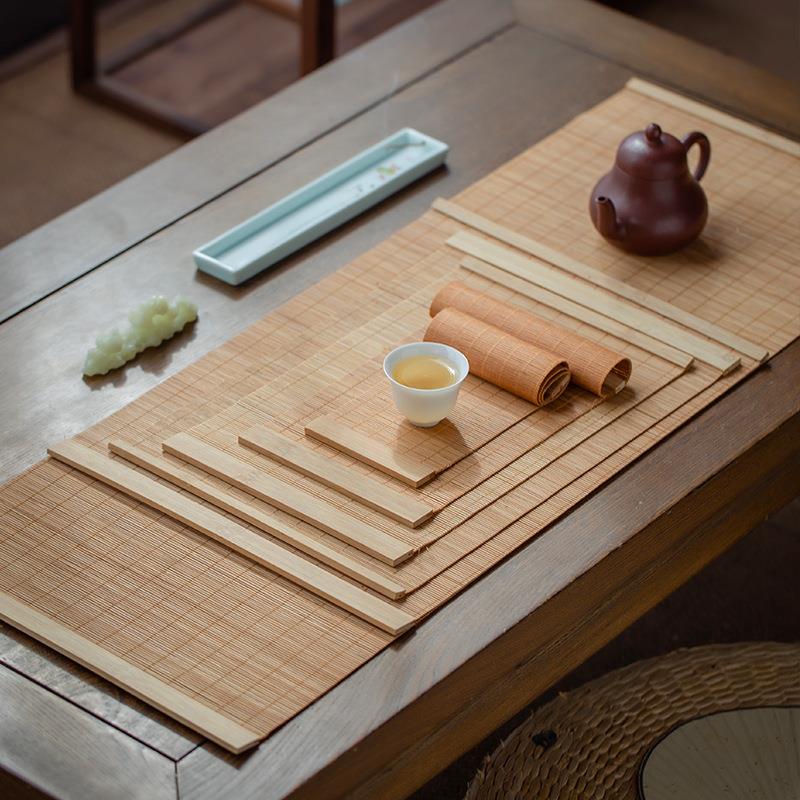 桌旗竹制茶席茶道配件 杯垫 茶竹垫 干泡茶道桌垫子茶帘