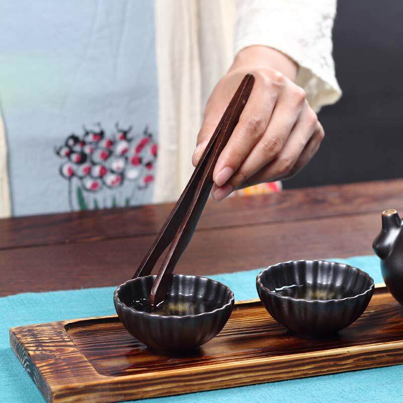 黑檀竹制茶道六君子陶瓷功夫茶具茶道配件茶夹茶荷茶勺组合套装