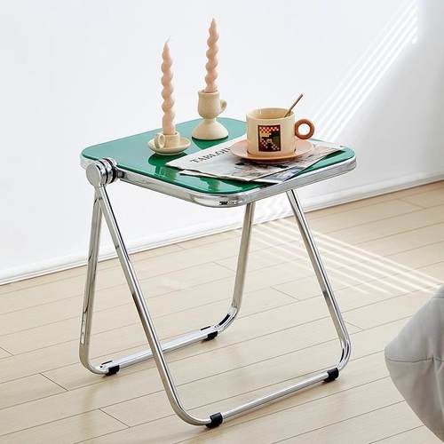 北欧轻奢透明边几桌子亚克力折叠小茶几简约加厚家用沙发角几阳台