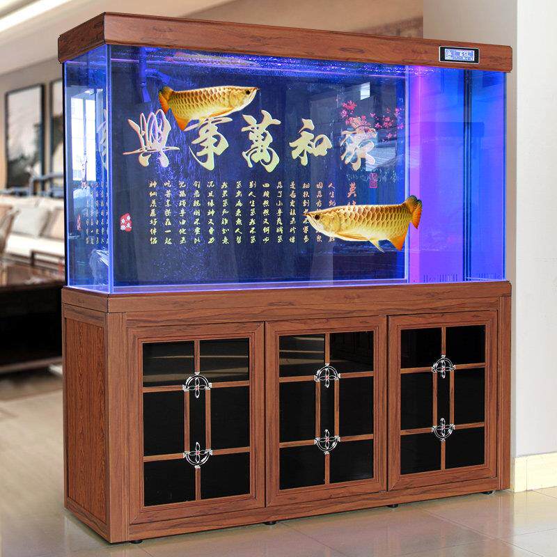 鱼缸客厅2025新款超白龙鱼缸水族箱生态家用大型玻璃底过滤中式