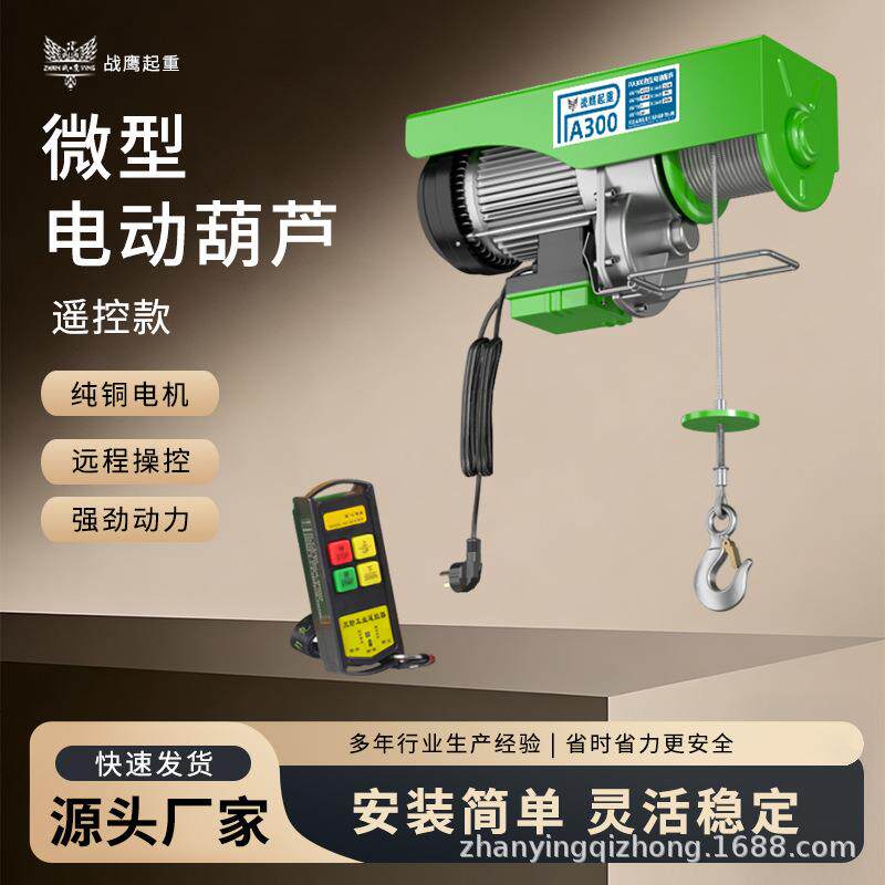 外贸家用吊机电动葫芦220v提升大功率起重无线微型电动葫芦