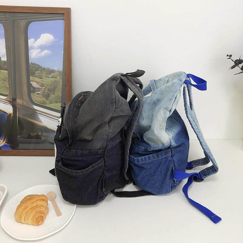 双肩包大学生渐变牛仔双肩背包