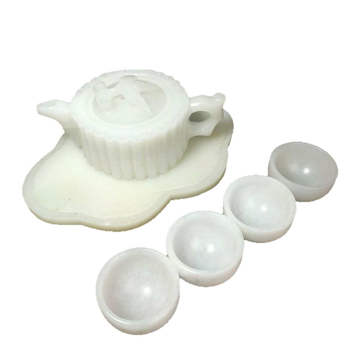 天然白玉 阿富汗玉石 玉壶茶具 茶壶酒具摆件 高档茶杯套装 礼品