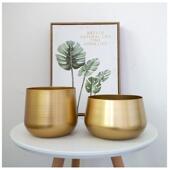 北欧轻奢铁艺创意花瓶容器圆形钵体金属花盆家居装 饰花器桌面摆件