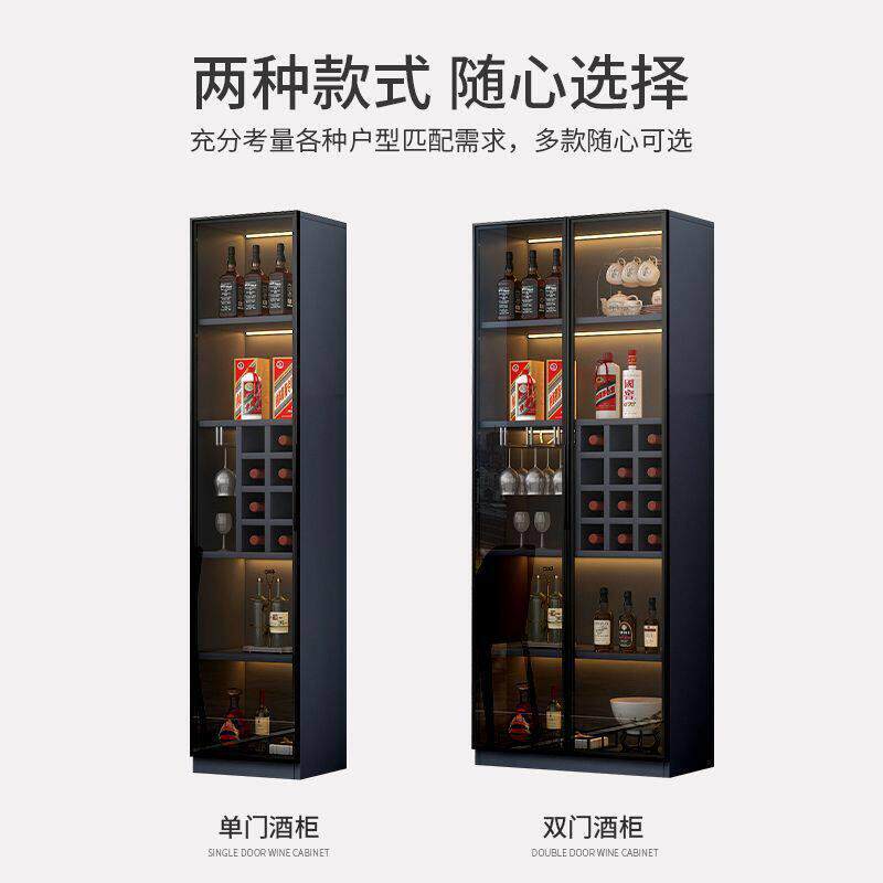 轻奢客厅置物架柜轻奢餐边柜靠墙家用酒架玻璃酒柜展示柜陈列柜图片