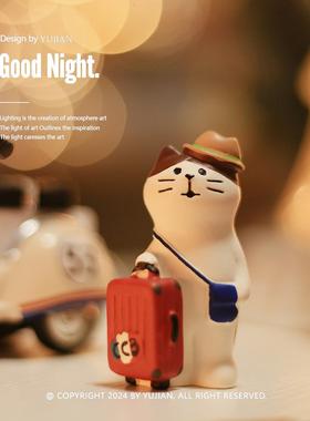 YUJIAN丨Travel新款摩托车旅行猫装饰小摆件送女友工位桌面小礼物