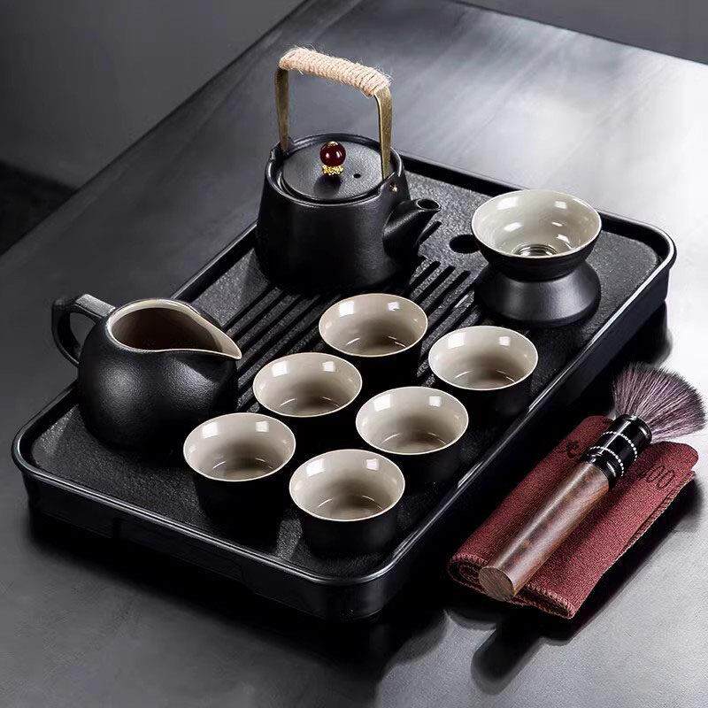黑陶功夫茶具套组2025新款家用客厅轻奢高档中式陶瓷茶壶茶杯茶盘