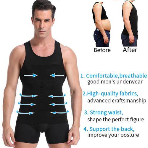 Men's Slimming Body Shapewear Corset Vest Shirt Compress