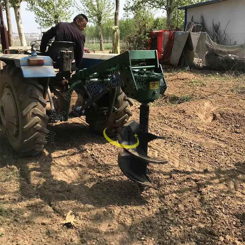 果园种树地打钻眼螺旋钻头打坑机拖SCG机机后置植树挖拉坑设备