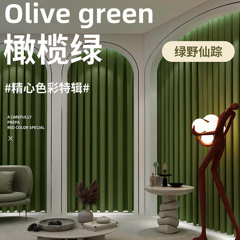 服装店试衣间门帘加厚羊驼绒橄榄绿门帘隔断试衣间窗帘高级感定制