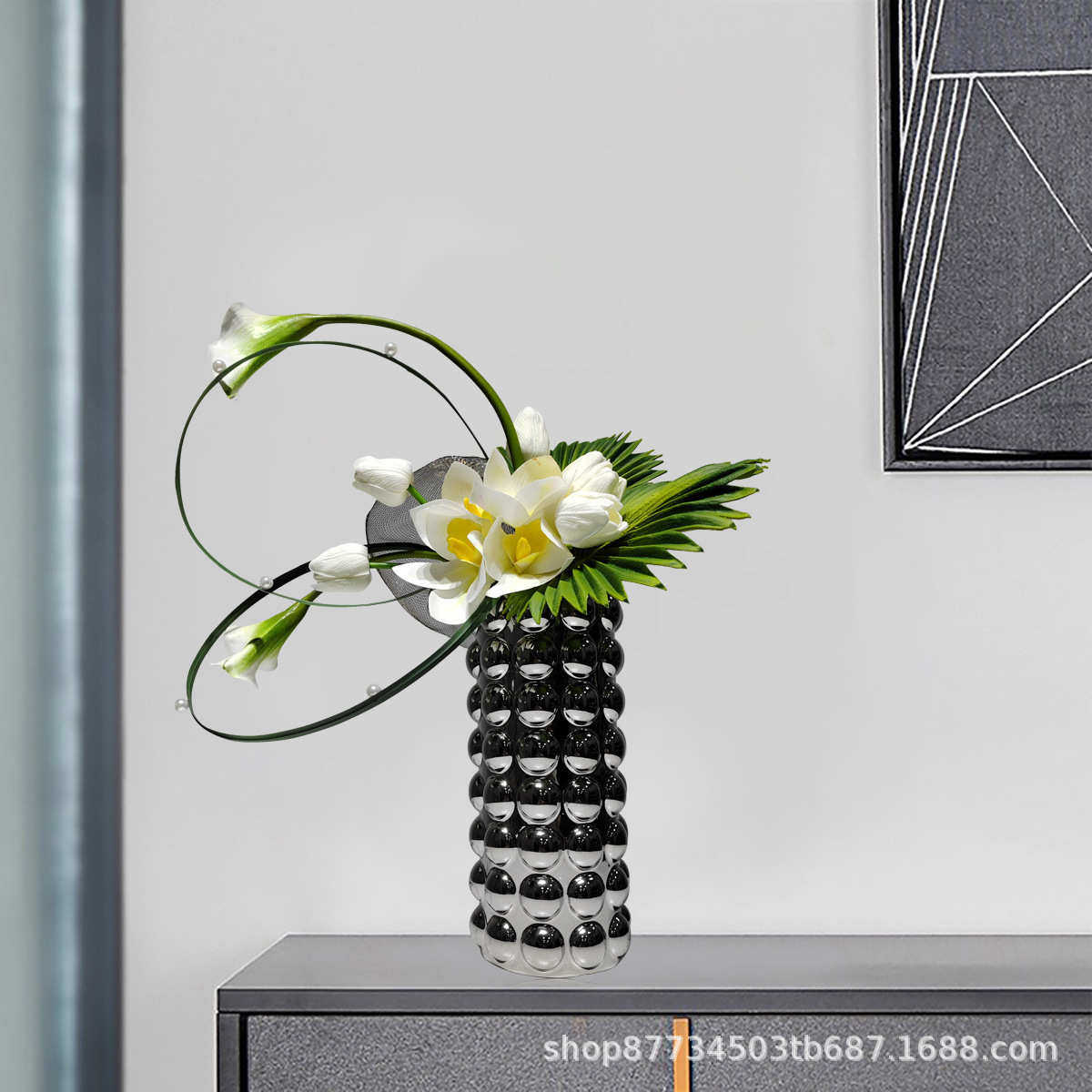 北欧风格轻奢洽谈桌花艺轻奢仿真花摆件样板房售楼处家居客厅装饰,鲜花速递/花卉仿真/绿植园艺,仿真绿植,淘宝优惠券,粉丝福利购,淘宝优惠卷