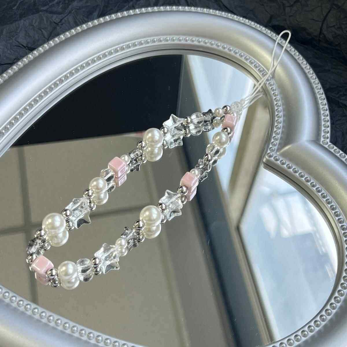 原创自制ins风冰透星星手机链条手机壳ccd相机挂绳挂件串珠挂链