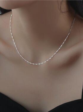 银色色项链女新款轻骨奢细锁链吊坠链不易掉满天星链蛇OQJ配骨链