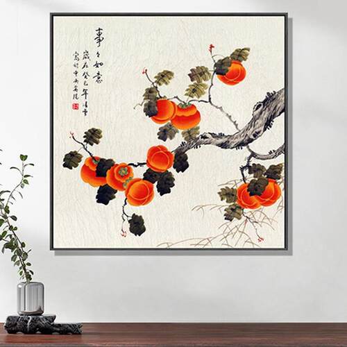 新款直销事事如意中式客厅挂画中国风饭厅餐厅壁画大气玄关书房茶