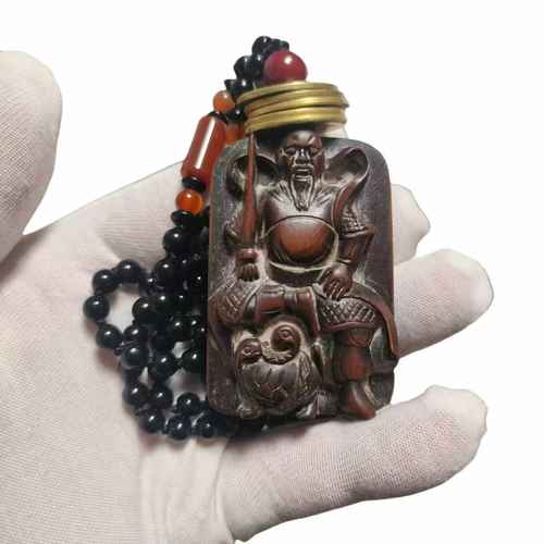 真武大帝吊坠玄天上帝老枣木手工吊坠玄武牌神像天然桃木挂件牌子