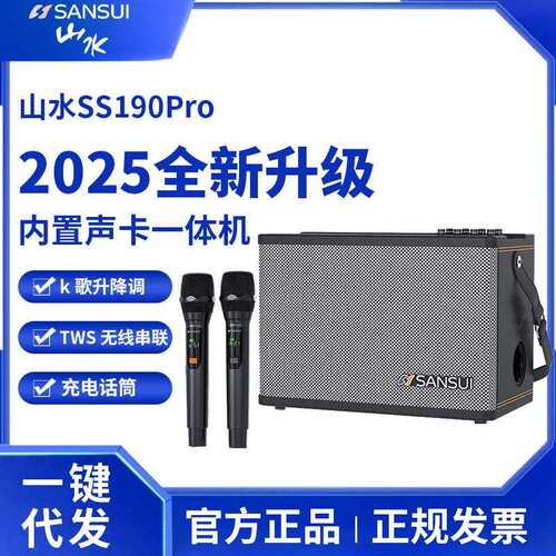 山水SS190户外k歌音响乐器音箱大功率便携式移动声卡直播内录一体