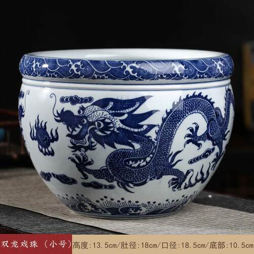 正品景德镇缸陶瓷睡青花缸鱼大号养鱼盆荷花缸乌龟碗莲莲盆客厅金