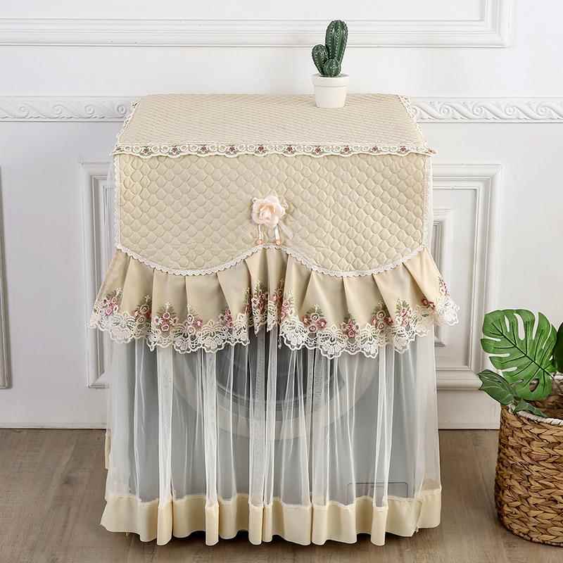 花香简约洗衣机罩布艺蕾丝防尘套开机不取滚筒侧开防晒