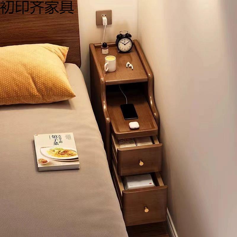 全实木床头柜迷你小型卧室极窄床边柜超窄夹缝收纳简约现代置物架