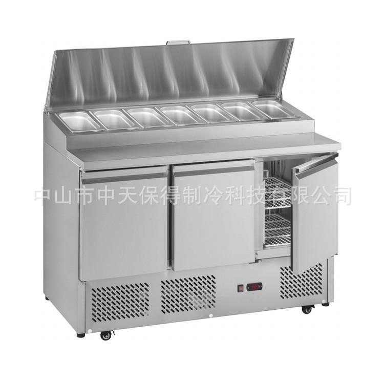 风冷披萨撒料冷藏工作台 商用比萨保鲜台沙拉操作台冷柜风冷冰箱