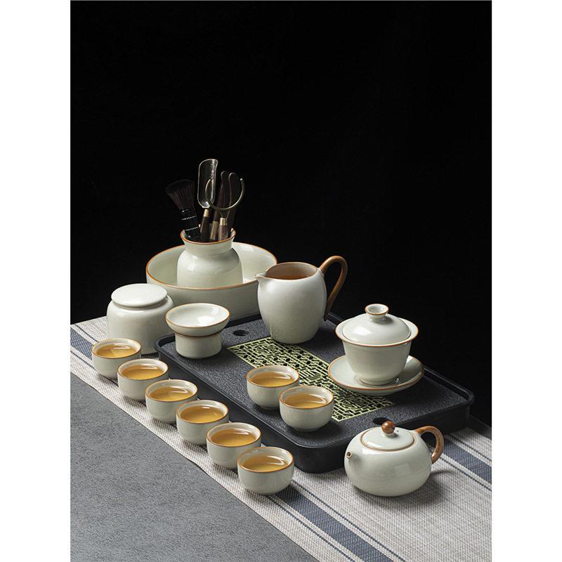 景德镇汝窑汝窑瓷器茶具套装2024新款轻奢高档茶壶茶杯泡茶器盖碗