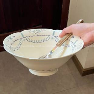 ClayCO清和釉下彩家用陶瓷汤碗装泡面碗花边高颜值大容量嗦粉碗泡