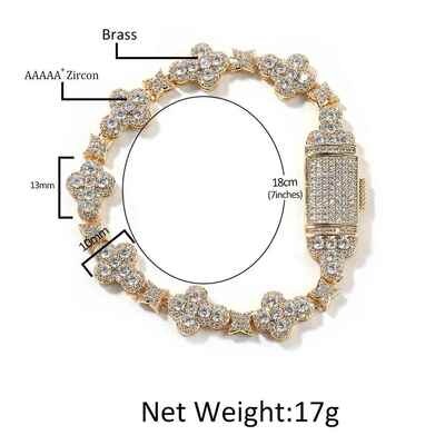 欧闪美新跨境品NNT2120简约时尚10mm十字花手链微镶锆石质气耀手