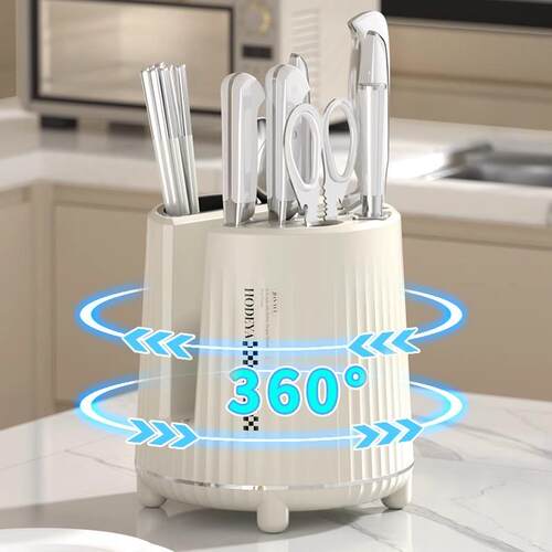 Kitchen Rotating Knife Holder and Storage Rack, Multifunctio