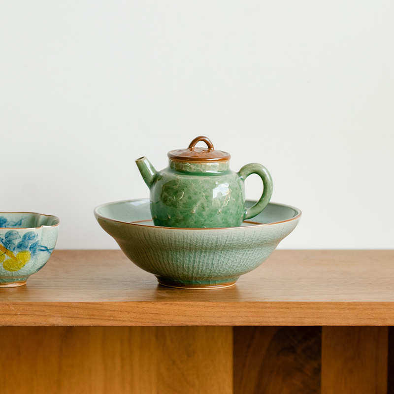 昌朴居冰片釉纯手绘夏荷陶瓷壶承干泡家用盖碗茶壶托盘陶瓷茶点盘,餐饮具,茶具礼盒,淘宝优惠券,粉丝福利购,淘宝优惠卷