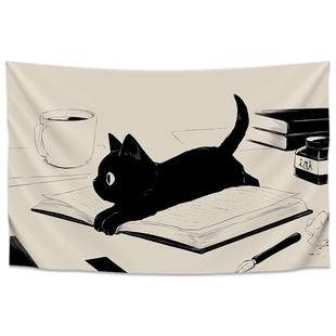 文艺ins风猫咪装 饰挂布卧室床头墙布挂画直播背景布宿舍改造挂