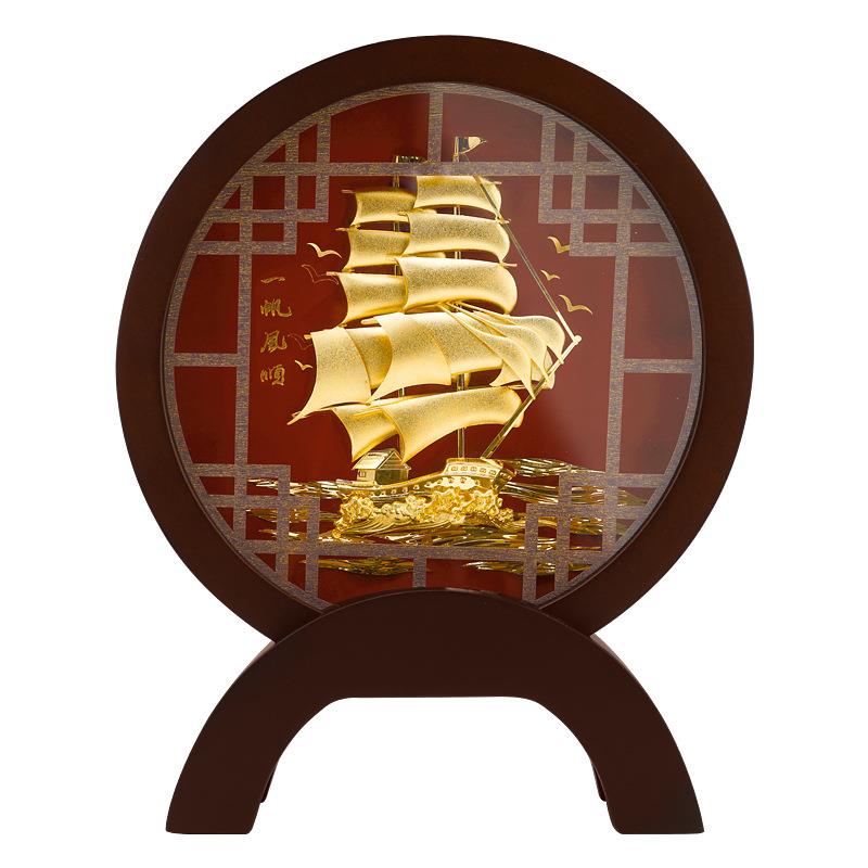 足金金箔画一帆风顺创意家居装饰工艺品摆件送朋友同事祝福礼品