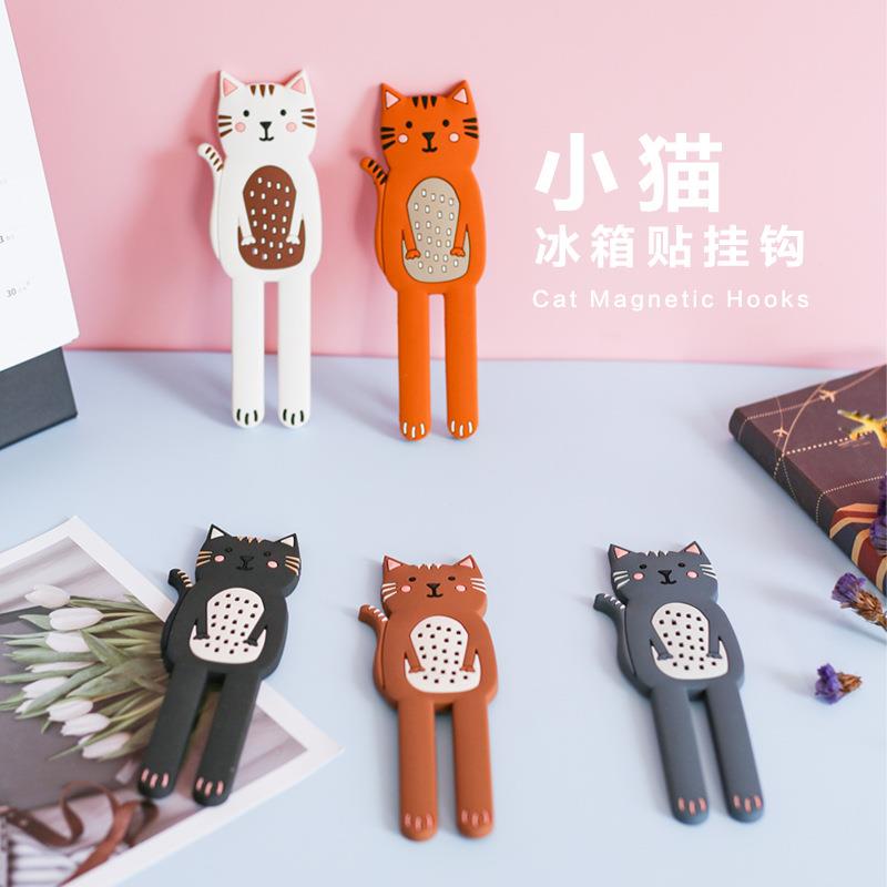 可爱卡通立体猫咪创意磁性冰箱贴 可弯曲装饰收纳小饰品挂件挂钩