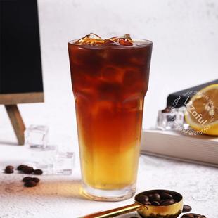 350/400/500/700ml八角玻璃杯加厚咖啡饮料饮品杯奶茶杯果汁杯子