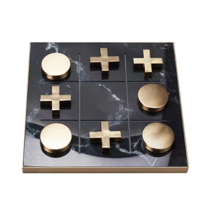 现代轻奢创意金属亚克力棋盘摆件软装北欧客厅茶几桌面家居装饰品
