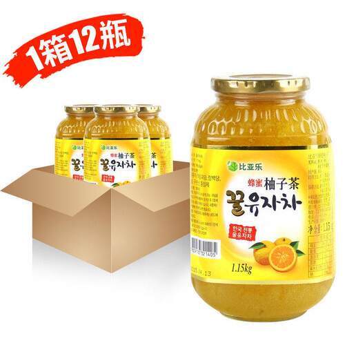 韩国原装进口 比亚乐蜂蜜柚子茶1150g*12瓶 蜜恋果酱冲泡饮料品