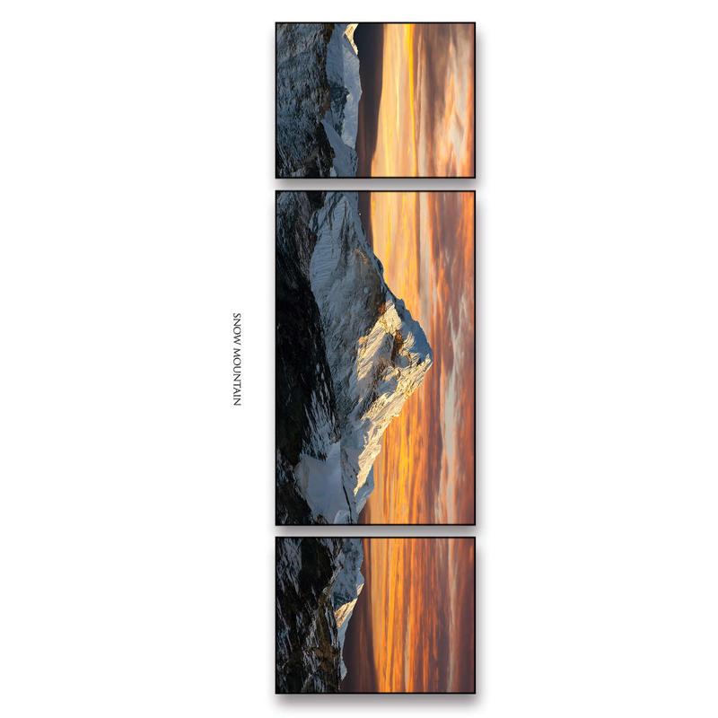 雪山组合客厅长横幅装饰画大气风景画沙发背景墙挂画现代北欧壁画