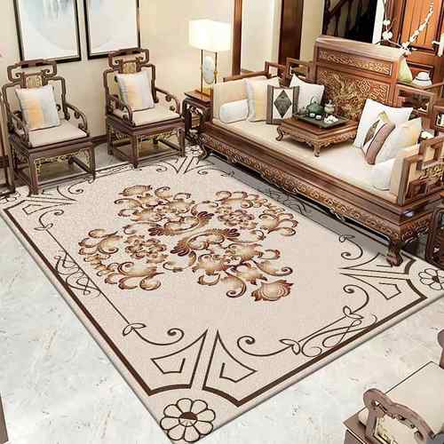 中式客厅地毯大面积全铺卧室免洗可擦防水沙发地垫卧室床边地垫