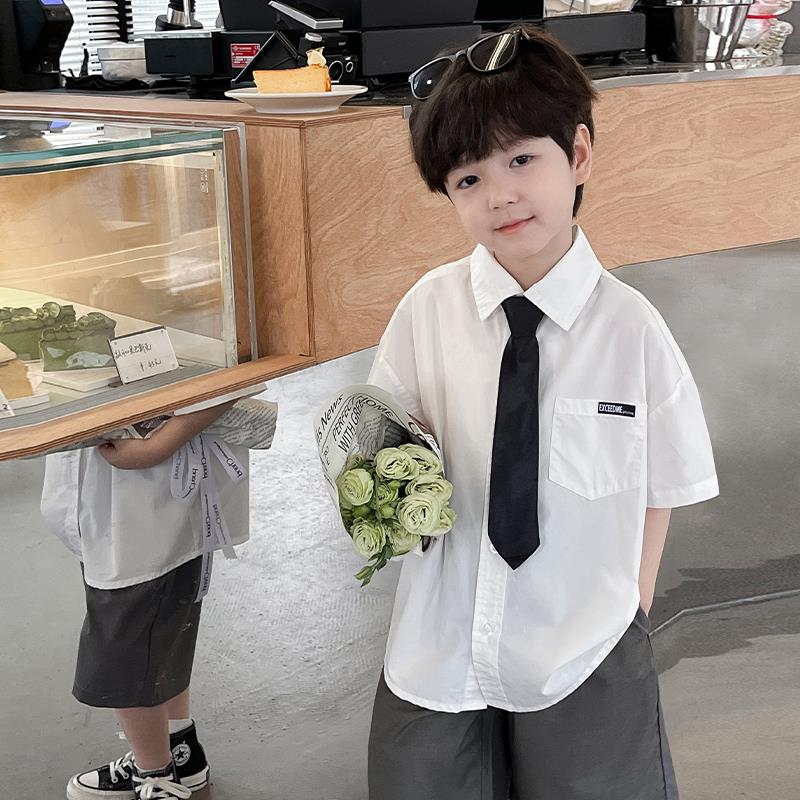 韩国Uamtor男童学院风礼服套装儿童夏季衬衫主持人英伦西装演出服