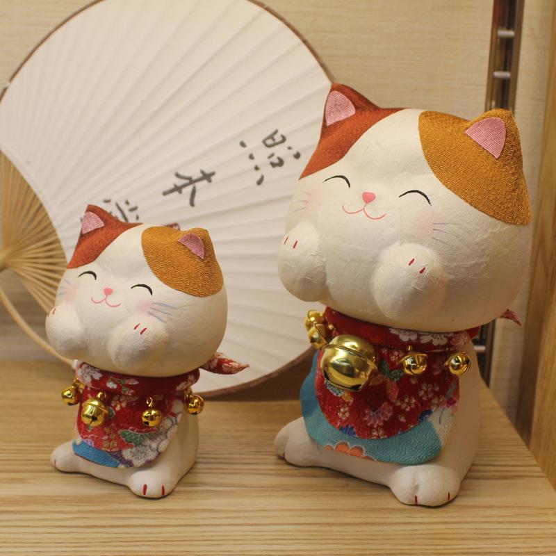 乐喵龙虎作招财和纸招财猫日式招財貓桌面陶瓷送礼擺件家用小摆件