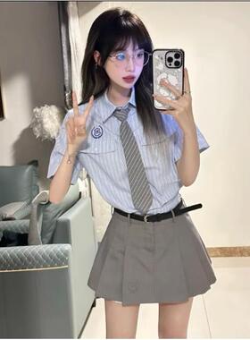 领带女款配饰条纹小领带原宿风潮男学生懒人免打日系学院风短款JK