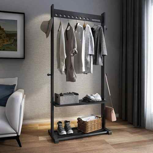 M&多功能实木衣帽架落地简易家用创意衣服架子简约现代卧室挂衣架