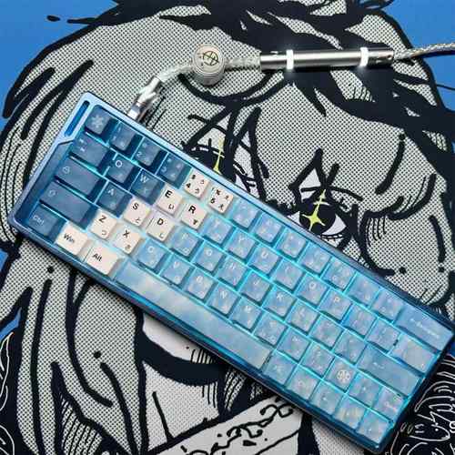 雪女渐层磁轴机械键盘键帽PBT热升华原厂高度适配wooting/made68